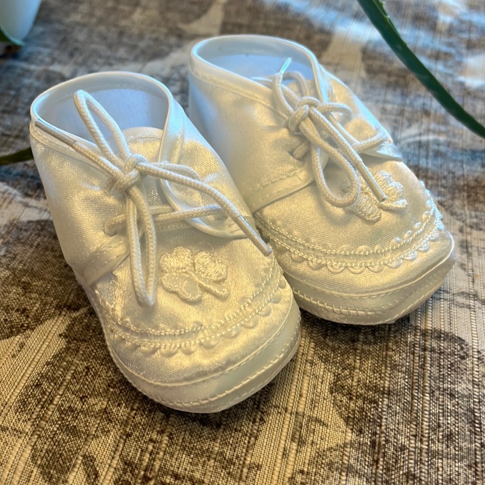 White Satin Irish Baby shoes